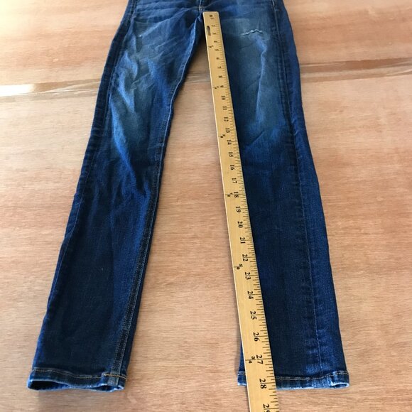 Rag & Bone High Rise Skinny Jeans Women 27 Blue Distressed Dark Wash Stretch - Picture 7 of 13